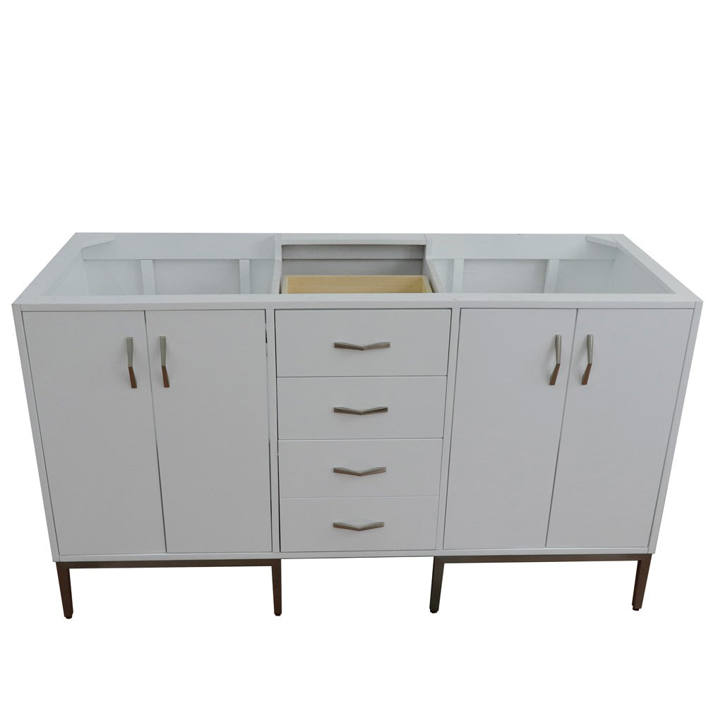 60" Double vanity in White finish cabinet only