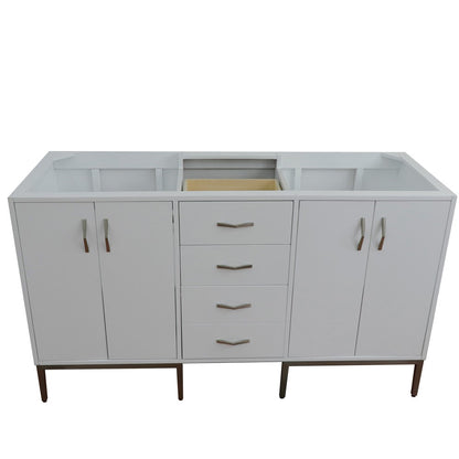 60" Double vanity in White finish cabinet only