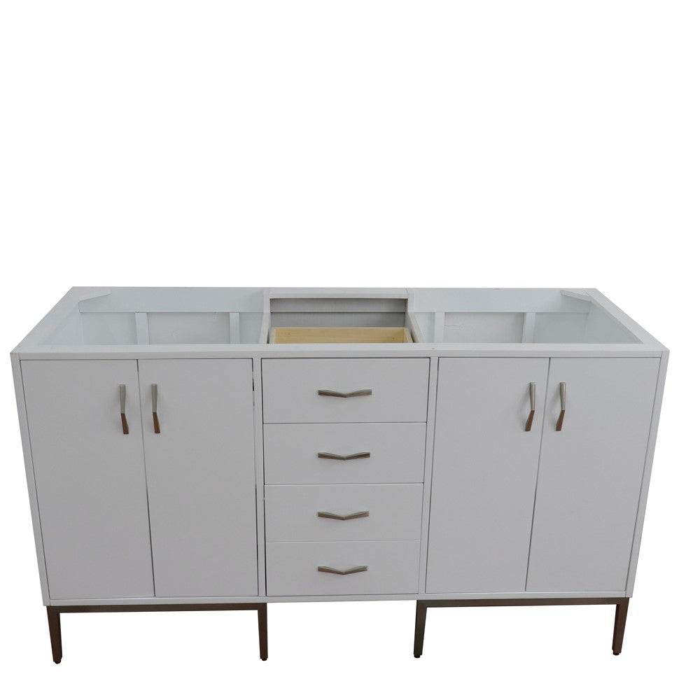 60" Double vanity in White finish cabinet only
