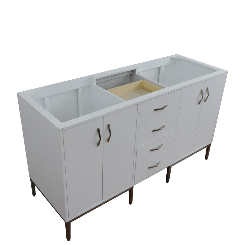 60" Double vanity in White finish cabinet only
