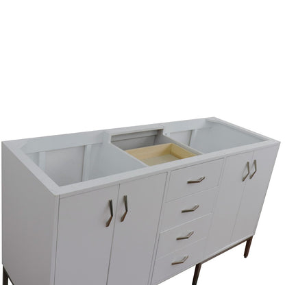60" Double vanity in White finish cabinet only