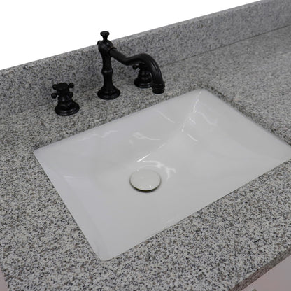 61" Double sink vanity in White finish with Gray granite and rectangle sink
