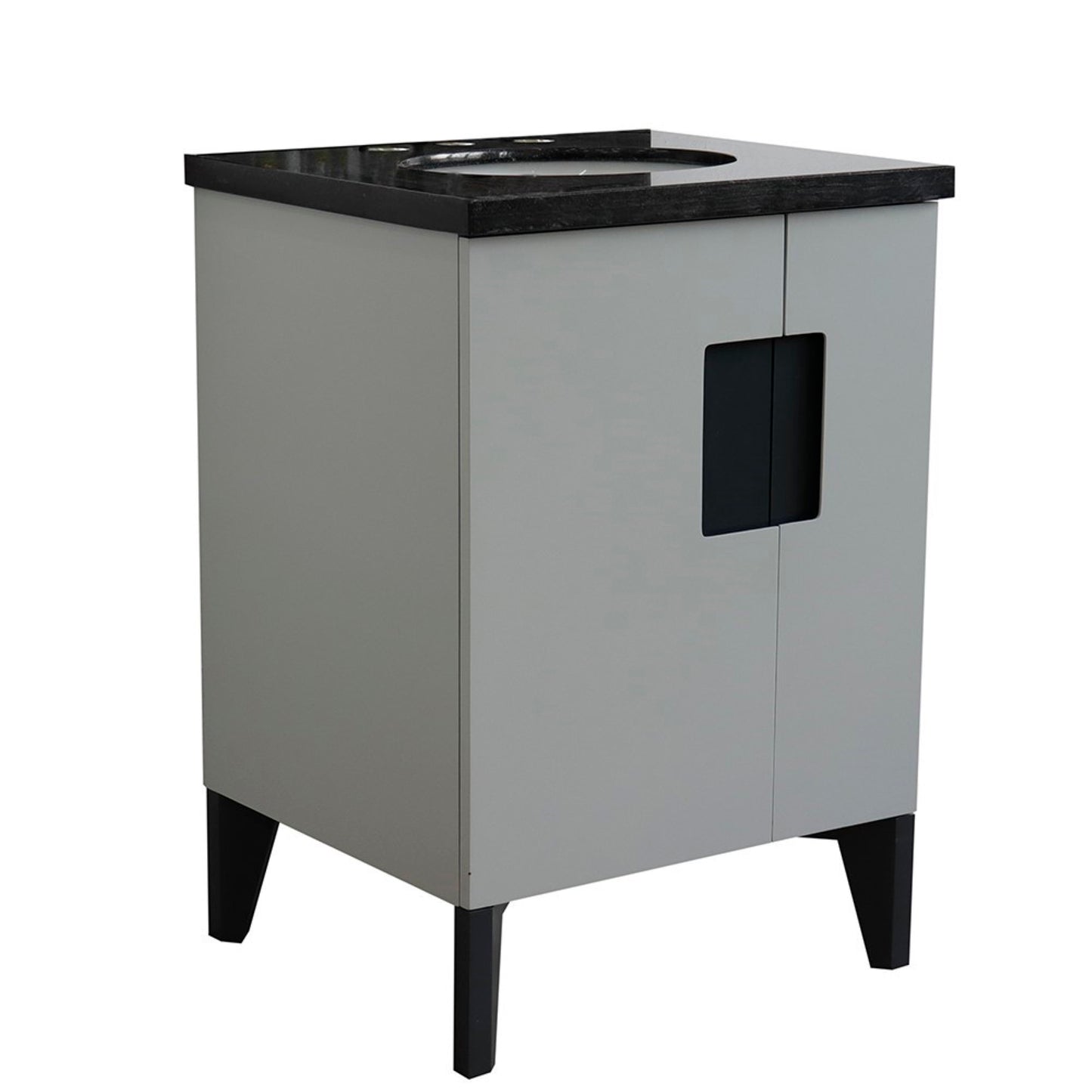 25" Single sink vanity in Light Gray finish with Black galaxy granite and oval sink