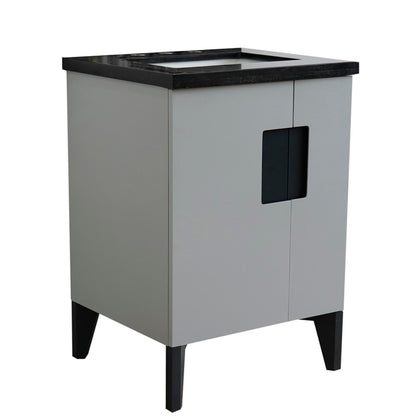 25" Single sink vanity in Light Gray finish with Black galaxy granite and rectangle sink