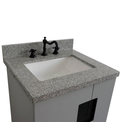 25" Single sink vanity in Light Gray finish with Gray granite and rectangle sink