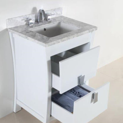 24" Single sink vanity with white Carrara top