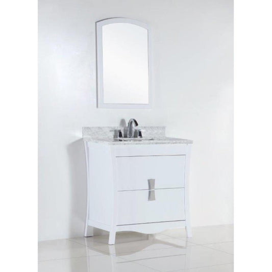 30" Single sink vanity with white Carrara top