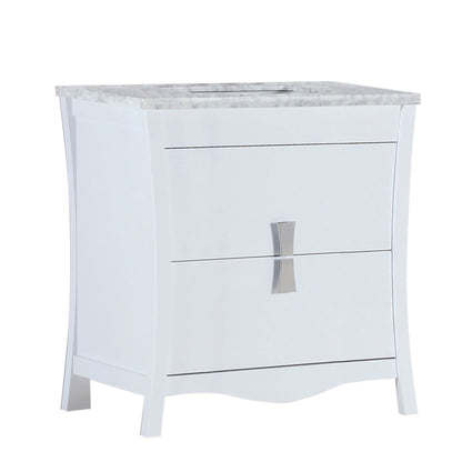 30" Single sink vanity with white Carrara top