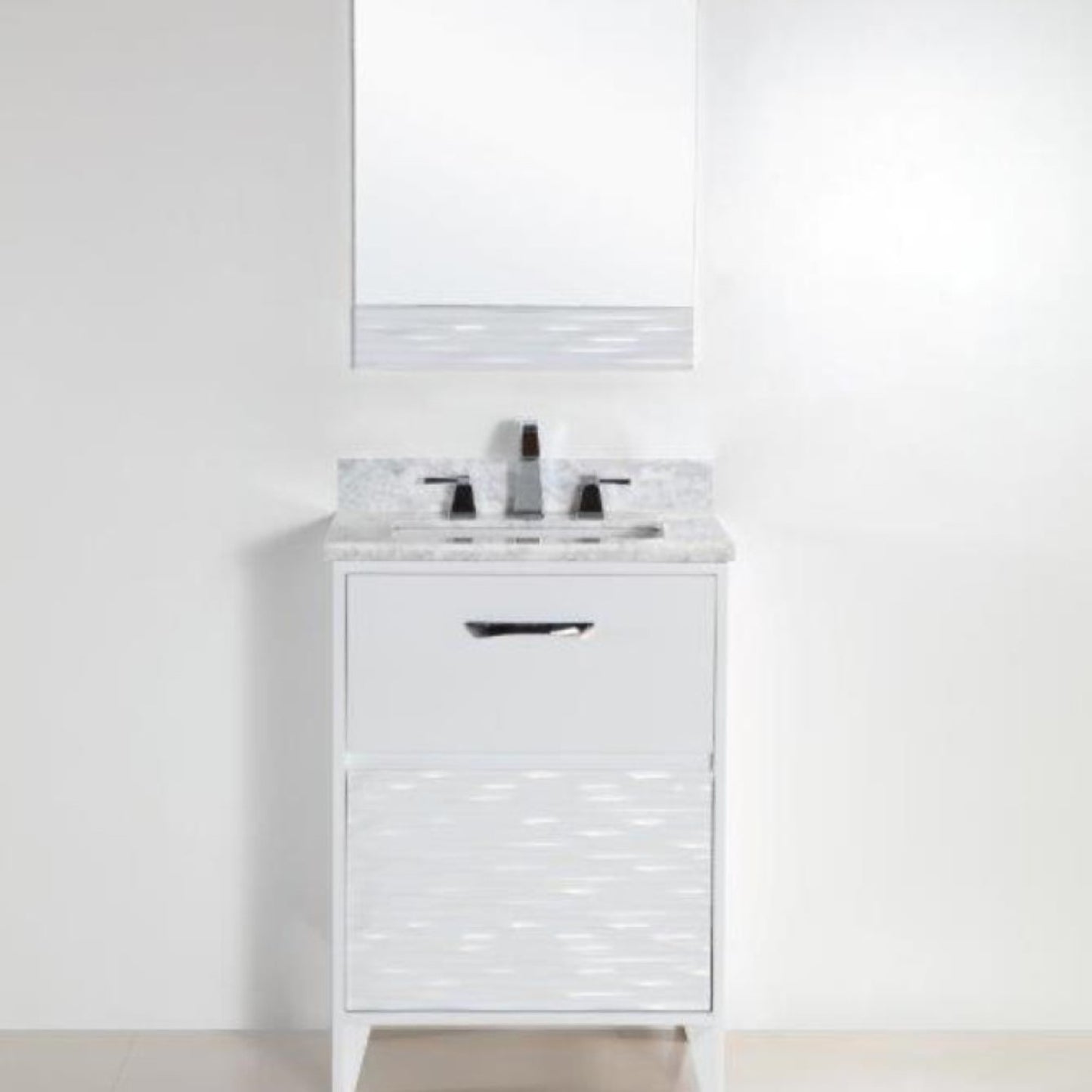 24" Single sink vanity with white Carrara top