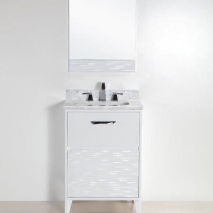 24" Single sink vanity with white Carrara top