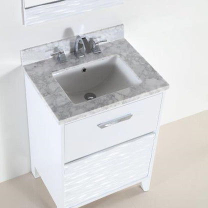 24" Single sink vanity with white Carrara top