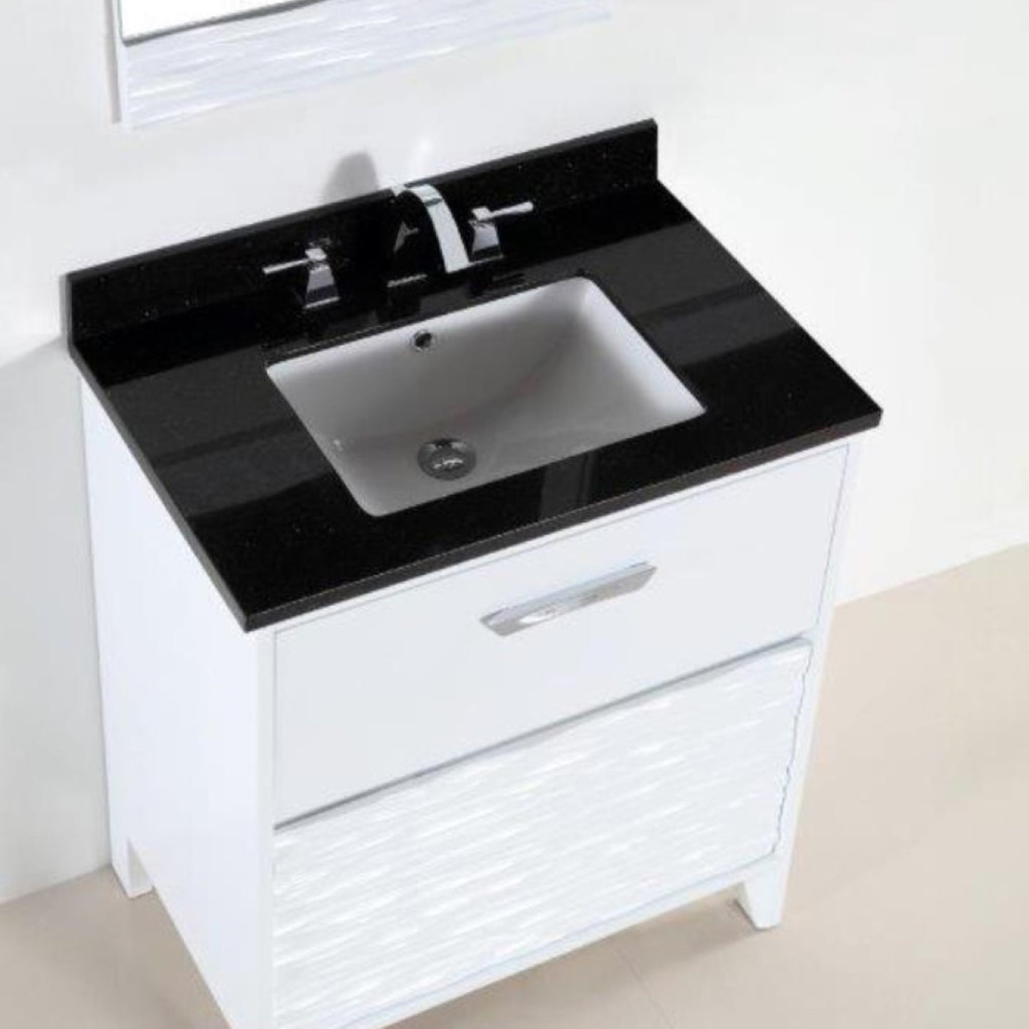 30" Single sink vanity with black galaxy top