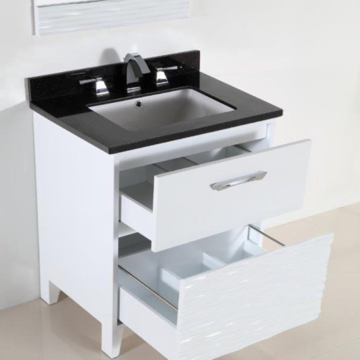 30" Single sink vanity with black galaxy top