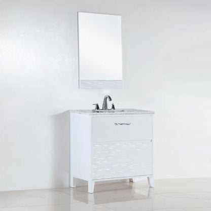 30" Single sink vanity with white Carrara top