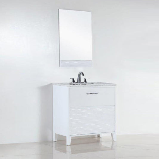 30" Single sink vanity with white Carrara top