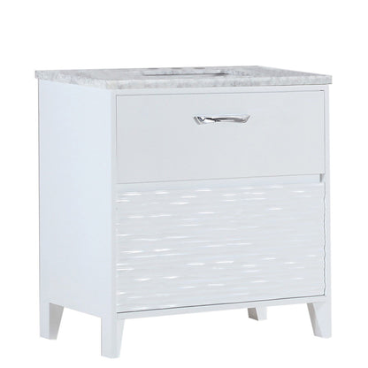 30" Single sink vanity with white Carrara top
