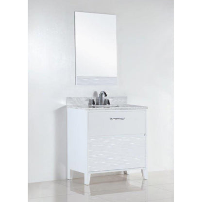 30" Single sink vanity with white Carrara top