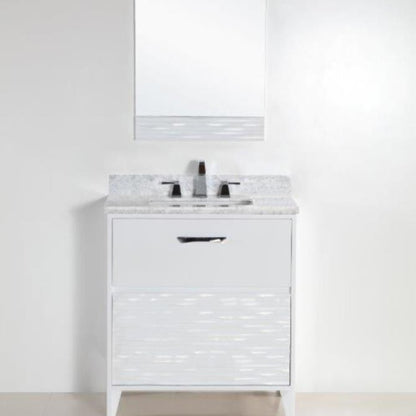 30" Single sink vanity with white Carrara top