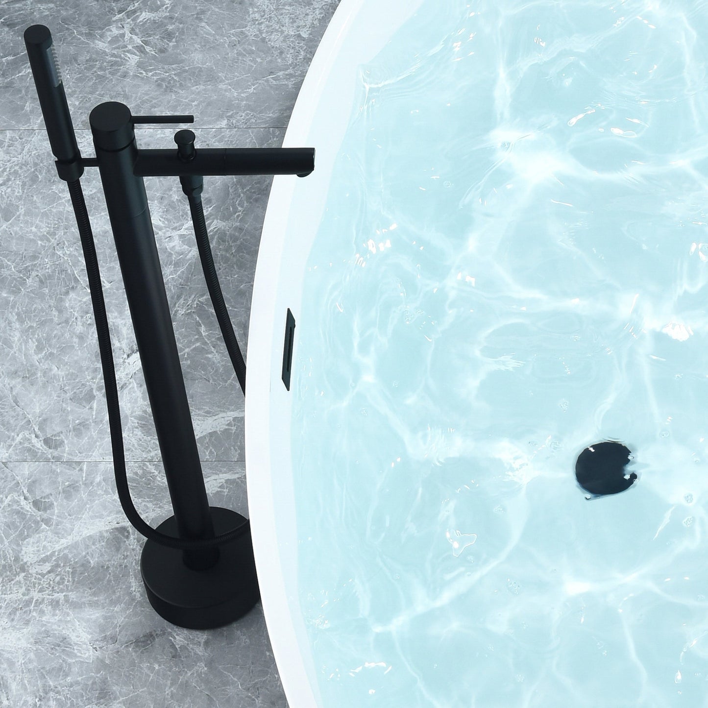 Elbow 67" x 32" Flatbottom Freestanding Acrylic Soaking Bathtub in Glossy White with Drain and Overflow