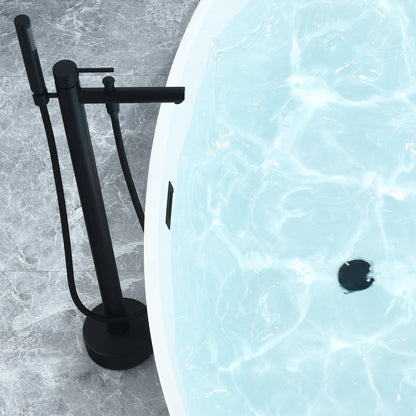 Elbow 67" x 32" Flatbottom Freestanding Acrylic Soaking Bathtub in Glossy White with Drain and Overflow