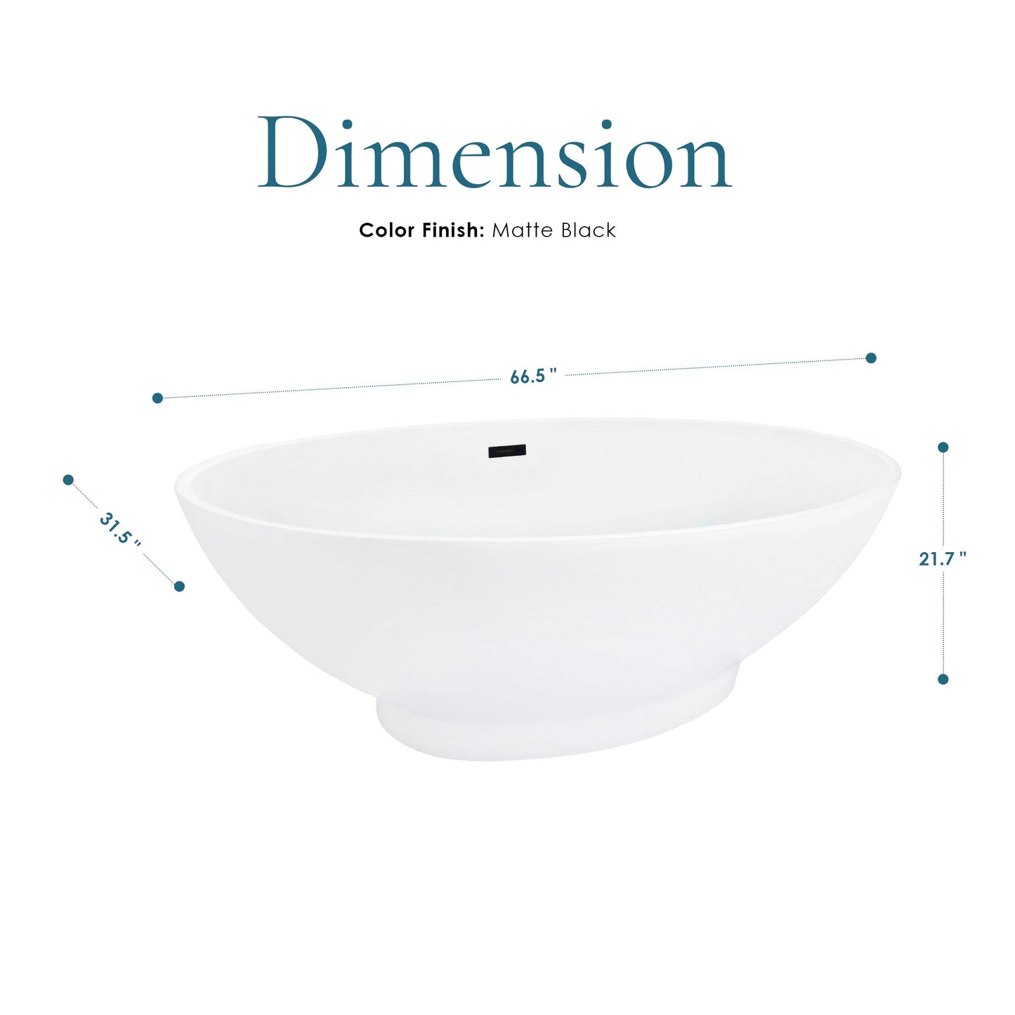 Elbow 67" x 32" Flatbottom Freestanding Acrylic Soaking Bathtub in Glossy White with Drain and Overflow