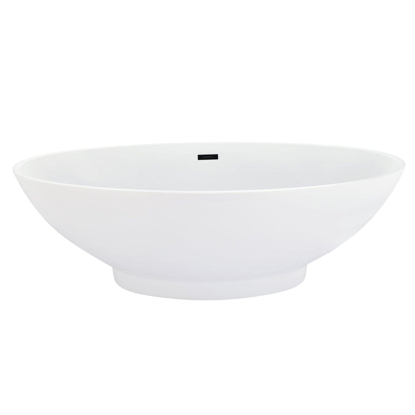 Elbow 67" x 32" Flatbottom Freestanding Acrylic Soaking Bathtub in Glossy White with Drain and Overflow