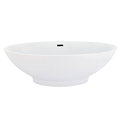 Elbow 67" x 32" Flatbottom Freestanding Acrylic Soaking Bathtub in Glossy White with Drain and Overflow