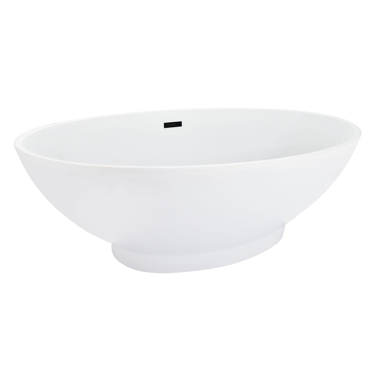 Elbow 67" x 32" Flatbottom Freestanding Acrylic Soaking Bathtub in Glossy White with Drain and Overflow