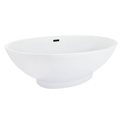 Elbow 67" x 32" Flatbottom Freestanding Acrylic Soaking Bathtub in Glossy White with Drain and Overflow