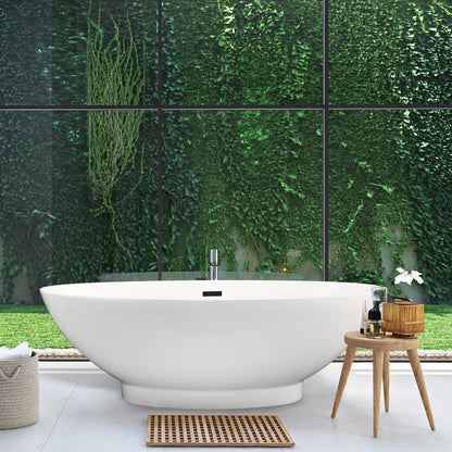 Elbow 67" x 32" Flatbottom Freestanding Acrylic Soaking Bathtub in Glossy White with Drain and Overflow