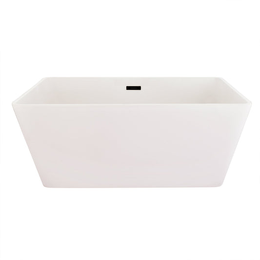 Regina 51" x 28" Flatbottom Freestanding Acrylic Soaking Bathtub in Glossy White with Drain and Overflow