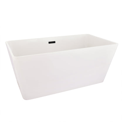 Regina 51" x 28" Flatbottom Freestanding Acrylic Soaking Bathtub in Glossy White with Drain and Overflow