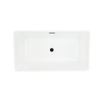Regina 51" x 28" Flatbottom Freestanding Acrylic Soaking Bathtub in Glossy White with Drain and Overflow