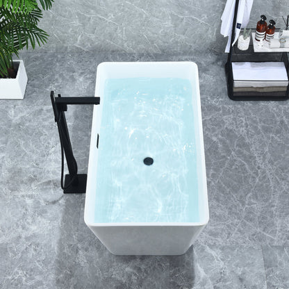 Regina 51" x 28" Flatbottom Freestanding Acrylic Soaking Bathtub in Glossy White with Drain and Overflow