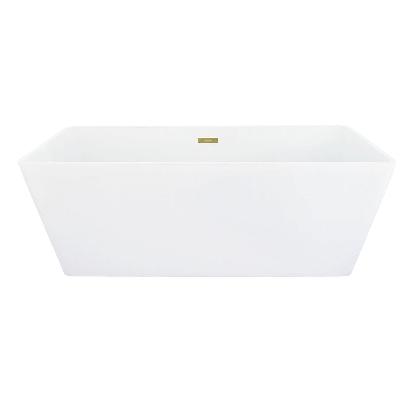 Terrak 59" x 28" Flatbottom Freestanding Acrylic Soaking Bathtub in Glossy White with Drain and Overflow