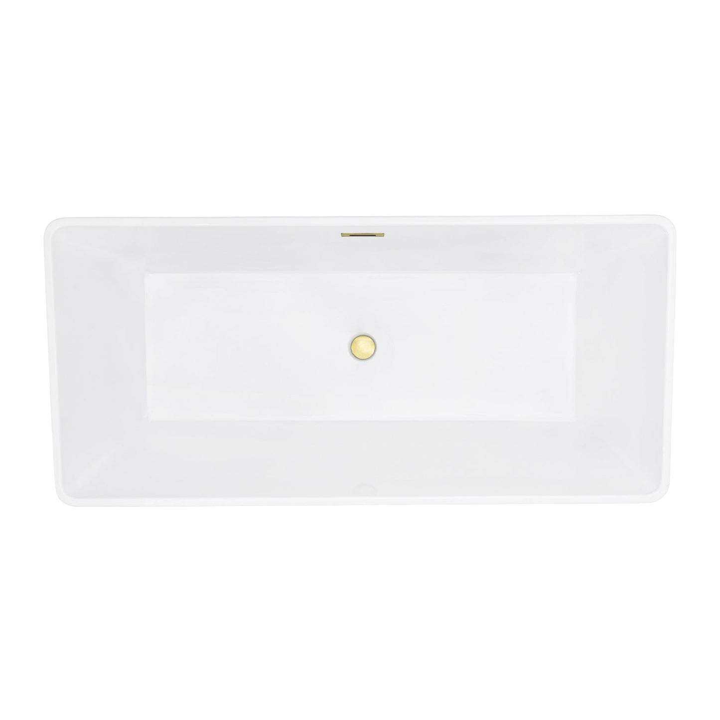 Terrak 59" x 28" Flatbottom Freestanding Acrylic Soaking Bathtub in Glossy White with Drain and Overflow