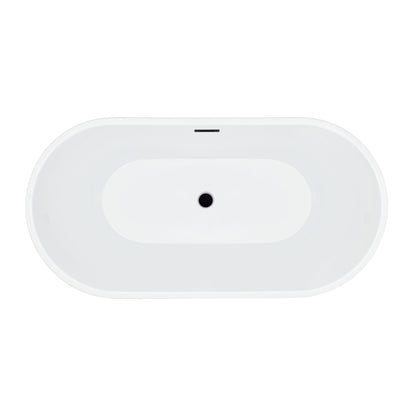 Kaprun 59" x 30" Flatbottom Freestanding Acrylic Soaking Bathtub in Glossy White with Drain and Overflow