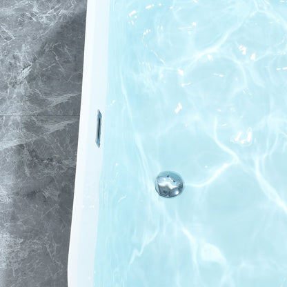 Kaprun 63" x 30" Flatbottom Freestanding Acrylic Soaking Bathtub in Glossy Black with Drain and Overflow
