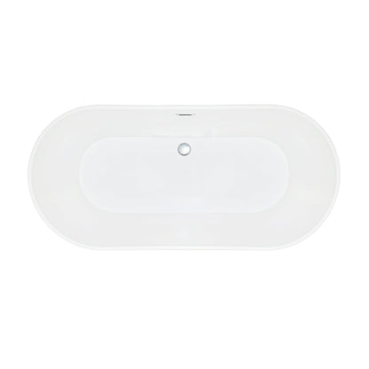 Kaprun 63" x 30" Flatbottom Freestanding Acrylic Soaking Bathtub in Glossy Black with Drain and Overflow