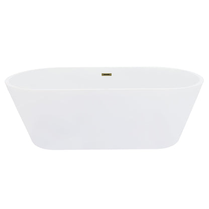 Kaprun 67" x 32" Flatbottom Freestanding Acrylic Soaking Bathtub in Glossy White with Drain and Overflow
