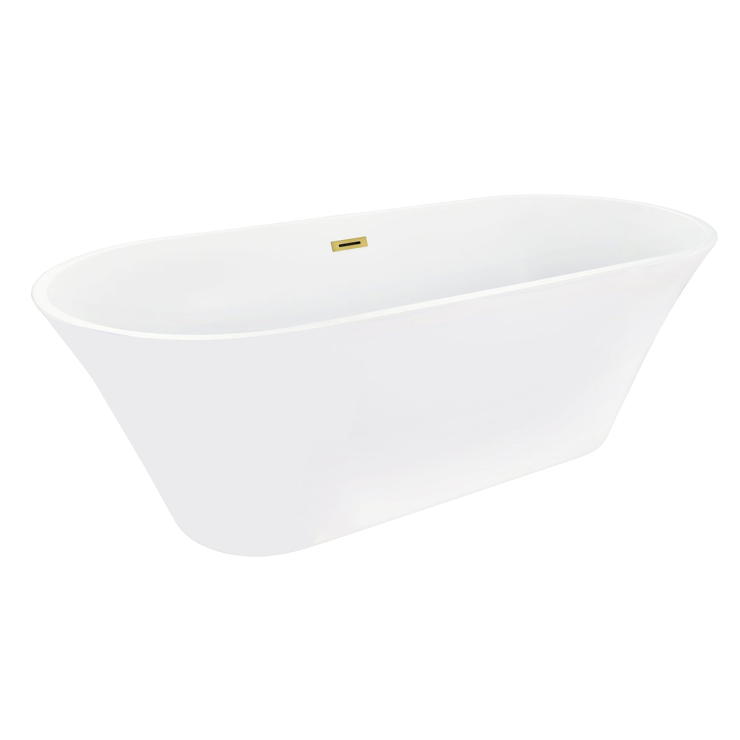 Blarn 65" x 29" Flatbottom Freestanding Acrylic Soaking Bathtub in Glossy White with Drain and Overflow