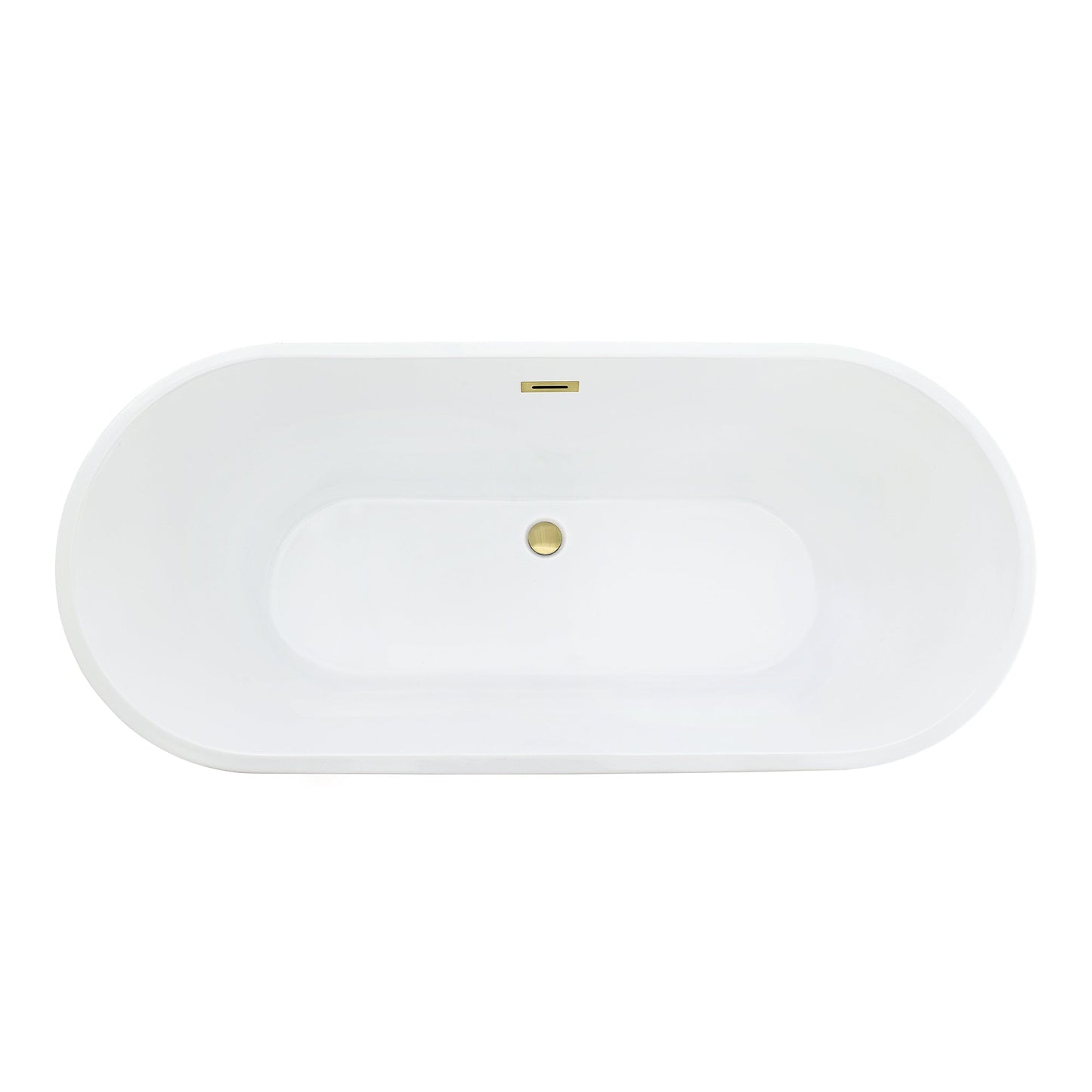 Blarn 65" x 29" Flatbottom Freestanding Acrylic Soaking Bathtub in Glossy White with Drain and Overflow