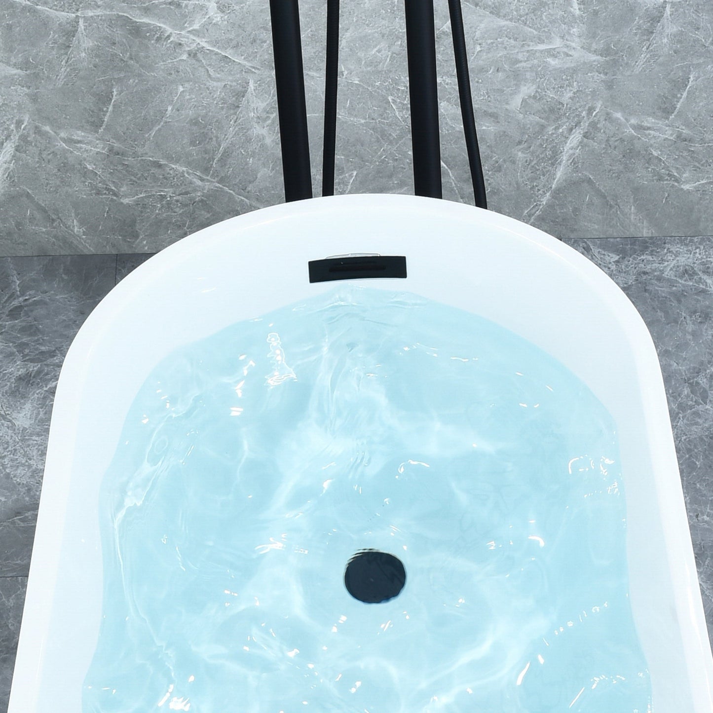 Ipure 67" x 29" Flatbottom Freestanding Acrylic Soaking Bathtub in Glossy White with Drain and Overflow