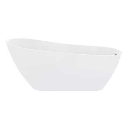 Ipure 67" x 29" Flatbottom Freestanding Acrylic Soaking Bathtub in Glossy White with Drain and Overflow