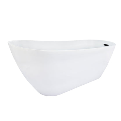 Ipure 67" x 29" Flatbottom Freestanding Acrylic Soaking Bathtub in Glossy White with Drain and Overflow