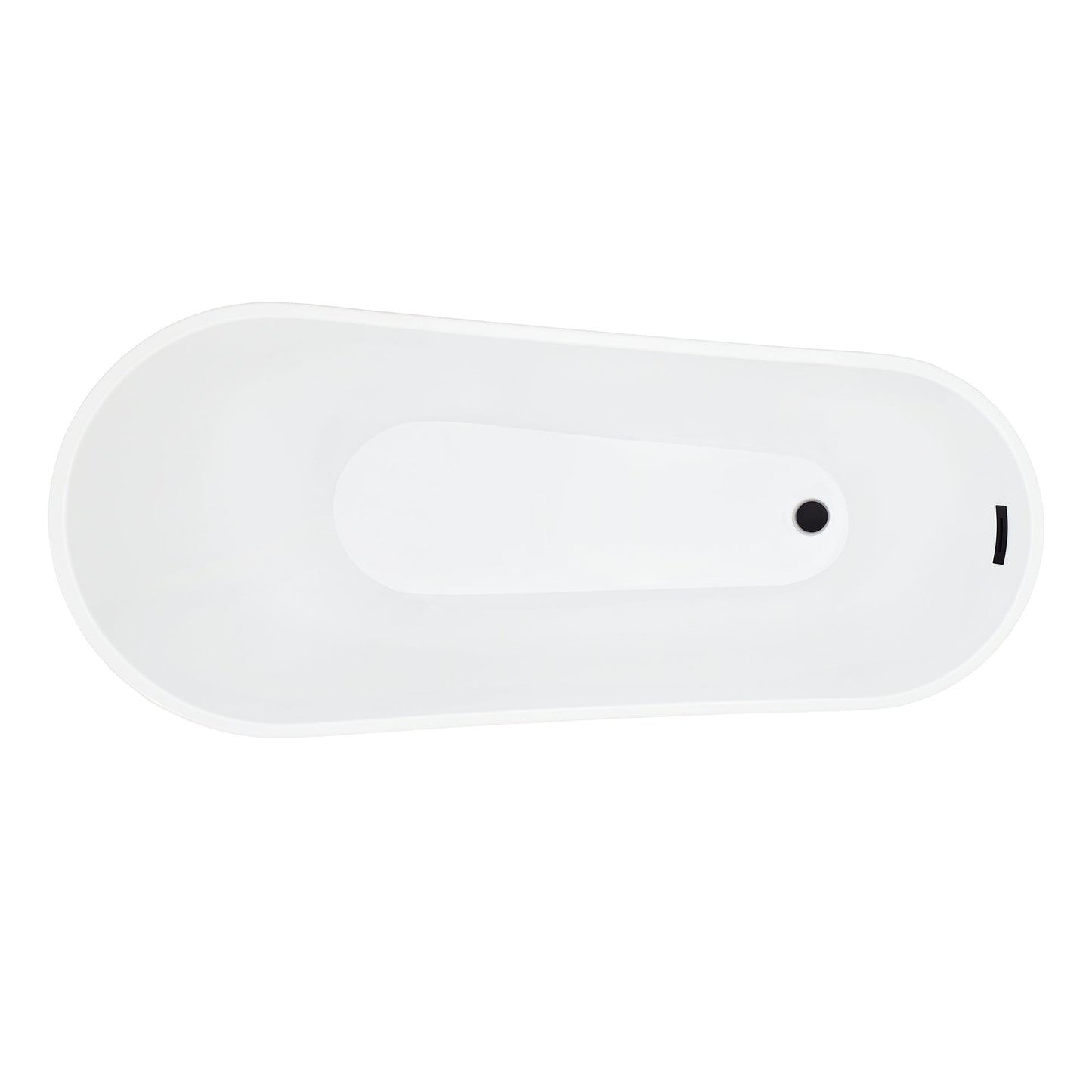Ipure 67" x 29" Flatbottom Freestanding Acrylic Soaking Bathtub in Glossy White with Drain and Overflow