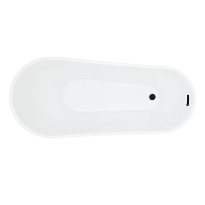 Ipure 67" x 29" Flatbottom Freestanding Acrylic Soaking Bathtub in Glossy White with Drain and Overflow