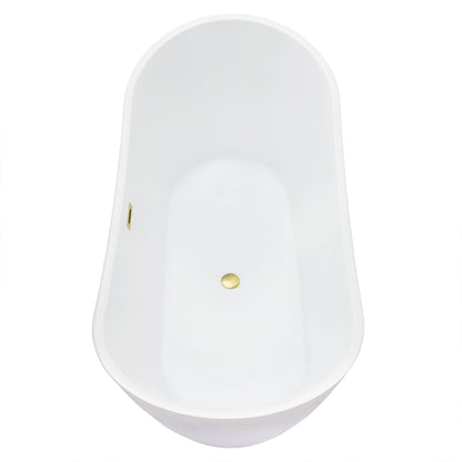 Vansza 67" x 32" Flatbottom Freestanding Acrylic Soaking Bathtub in Glossy White with Drain and Overflow