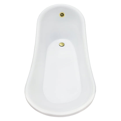 Fandi 64" x 28" Acrylic Clawfoot Soaking Bathtub in Glossy White with Brushed Brass Drain and Overflow