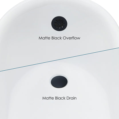 Fandi 64" x 28" Acrylic Clawfoot Soaking Bathtub in Glossy White with Matte Black Drain and Overflow
